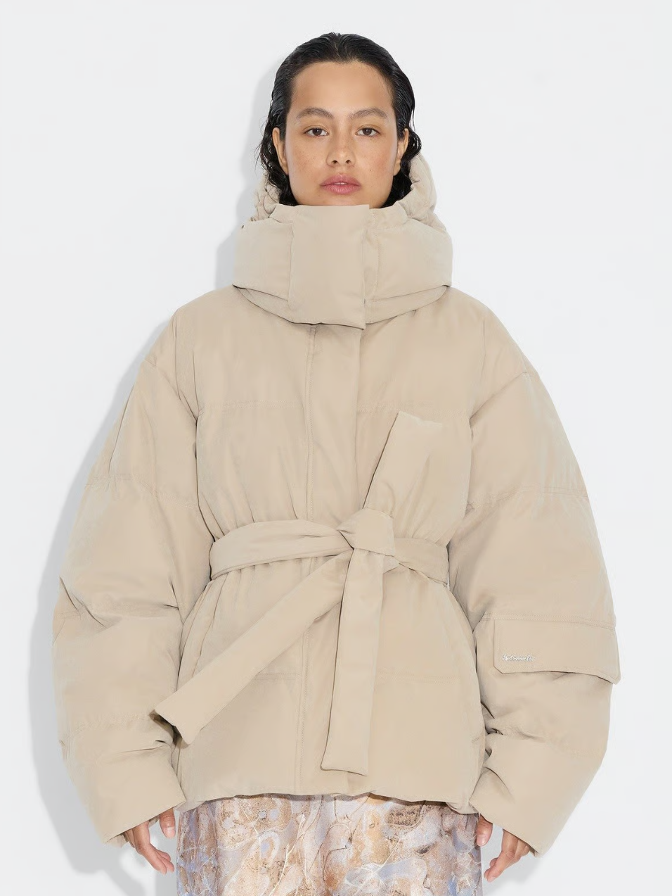 Steilia Brushed Down Jacket Beige