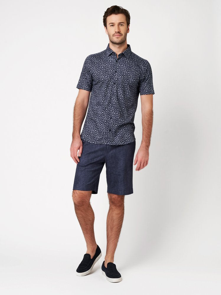 Casual Kent 1/2 Dark Blue Denim With Flowers