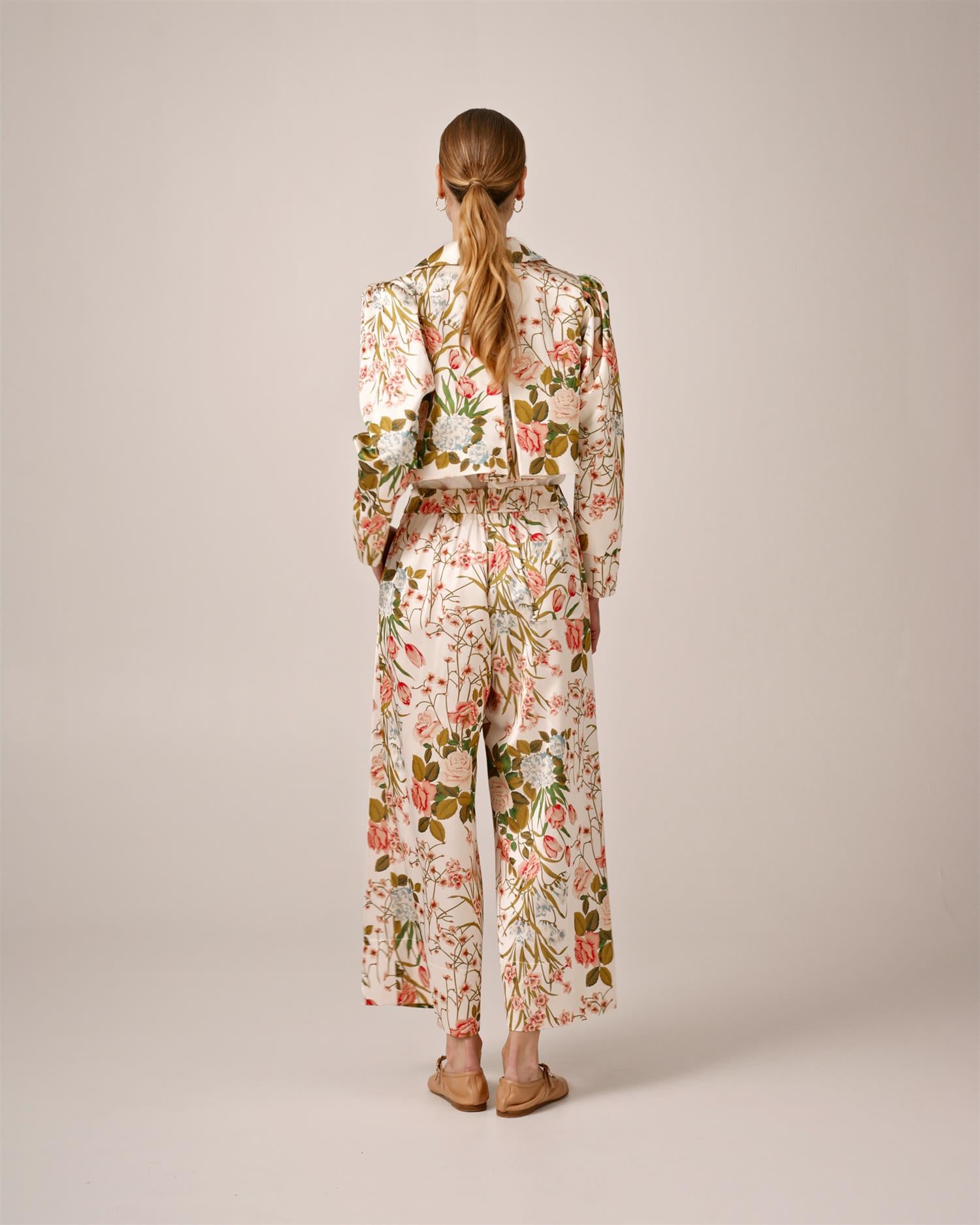 Tailored Satin Trousers PF25 Flower Fields