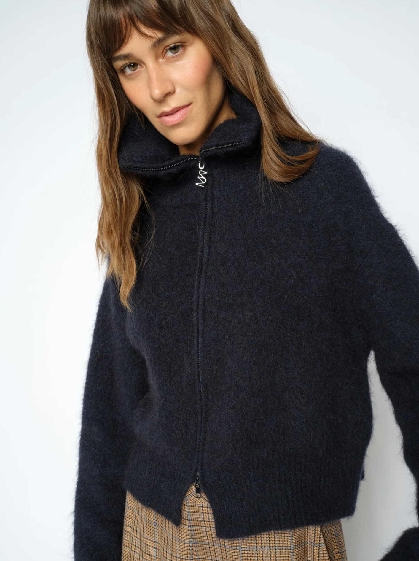 Mmhulda Knit Zip Cardigan Salute Navy