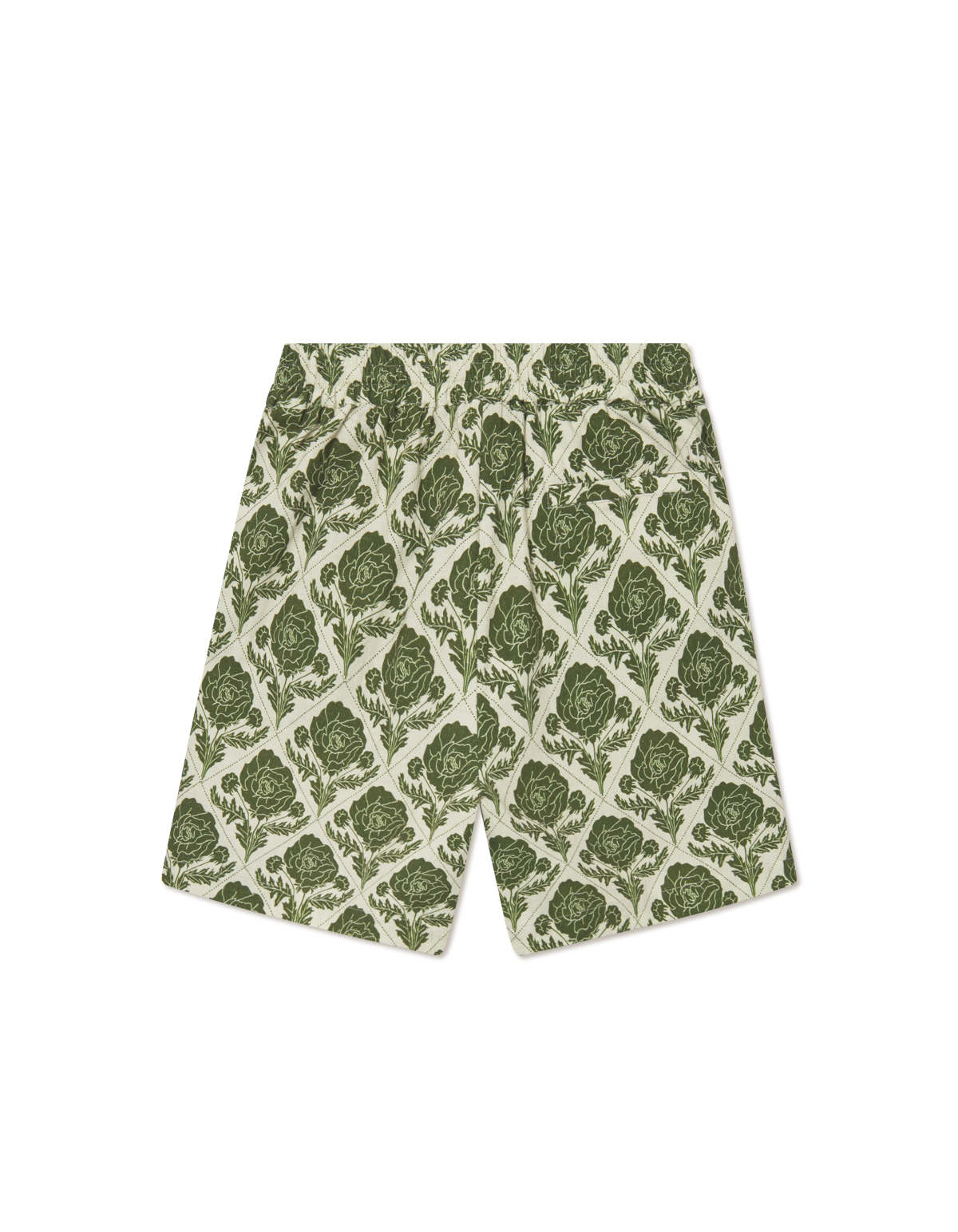 Lesley flower tile AOP shorts vintage green / ivory