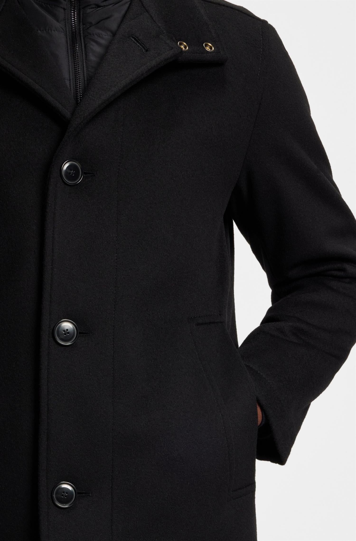 H-Coxtan Wool and Cashmere coat Black