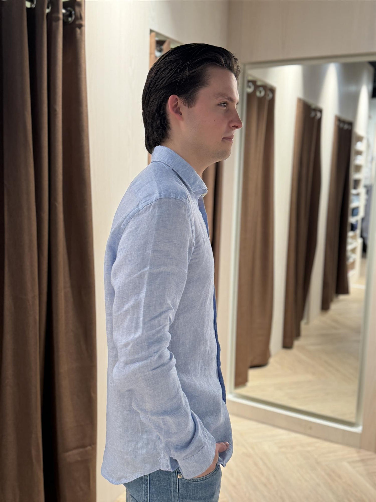 Linen Shirt 3106 Light Blue