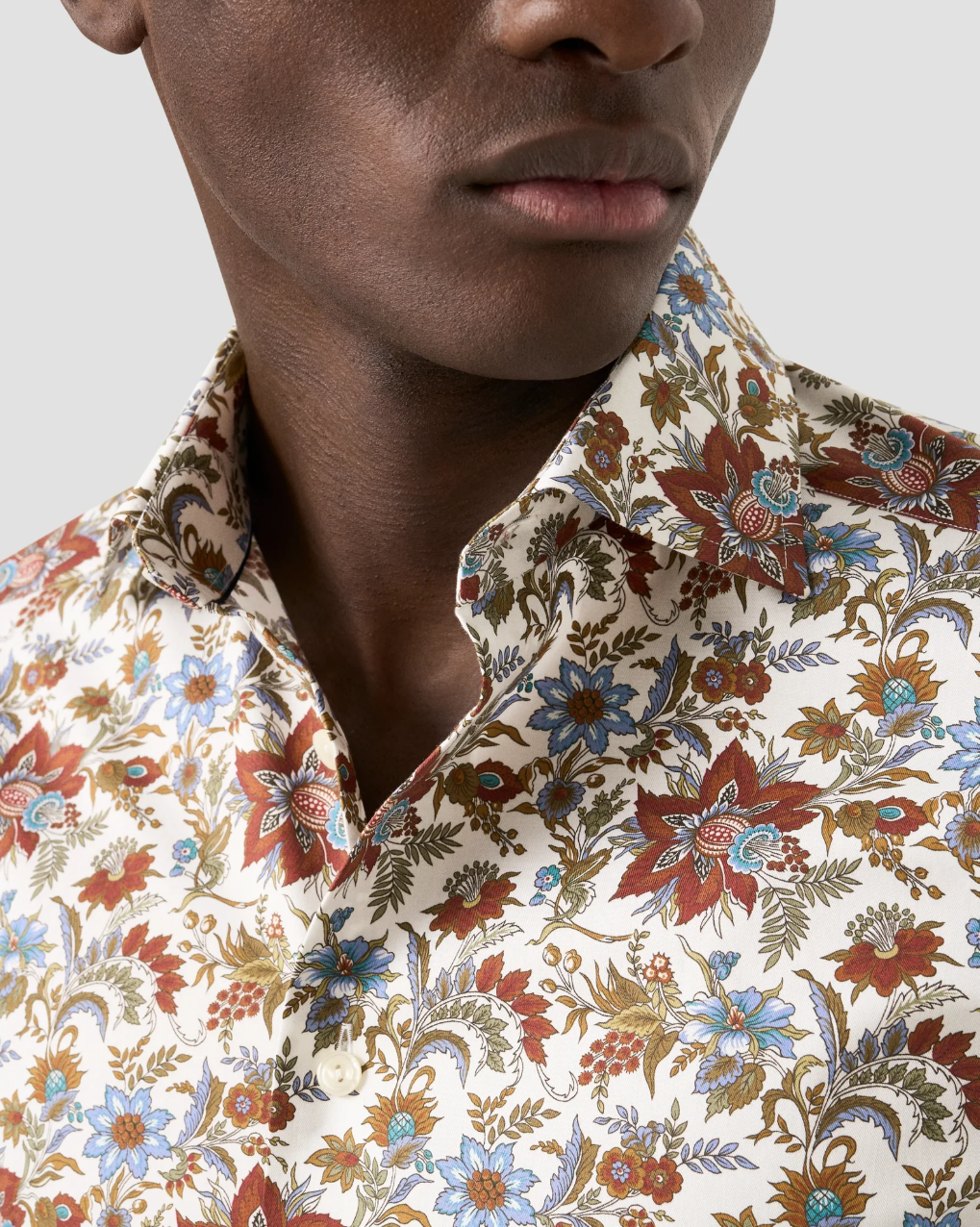 Red Floral Print Signature Twill Contemporary Shirt