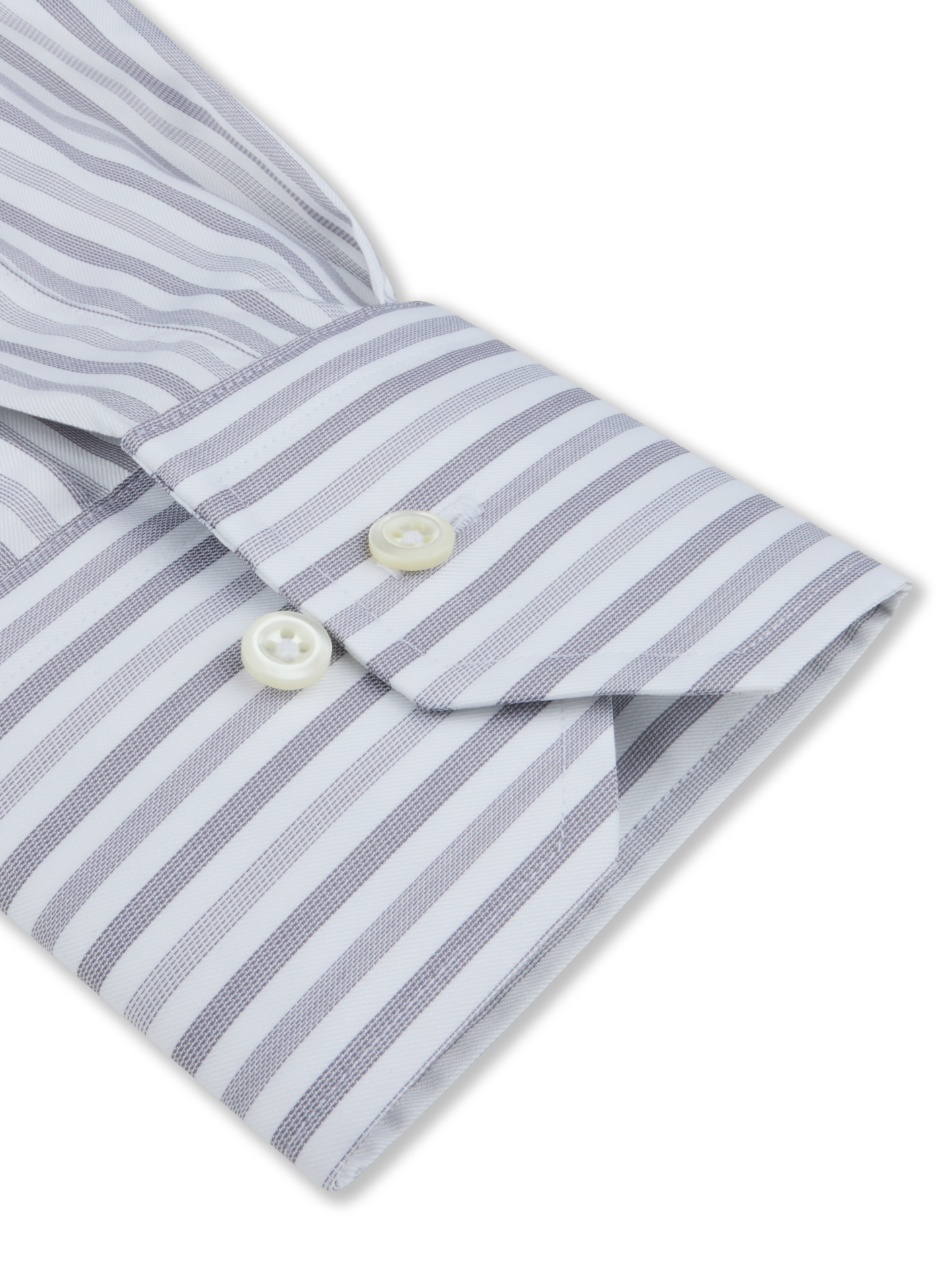 Grey Striped Twill Slimline Shirt