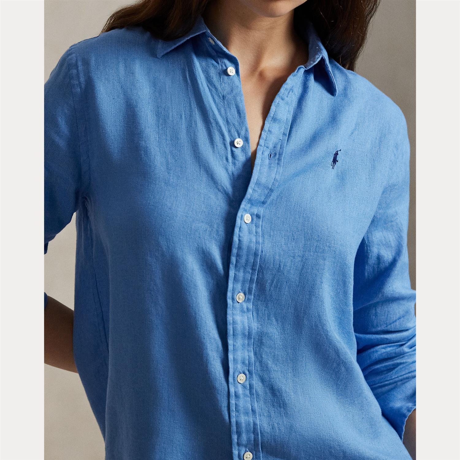 Classic-Long Sleeve-Button Front Shirt - Blue
