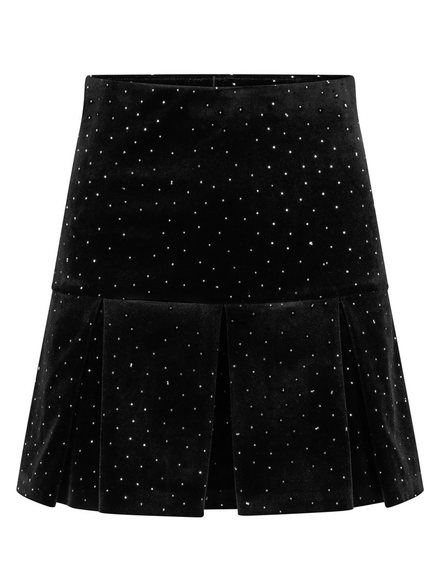 Sirina Stud Velour Skirt Black