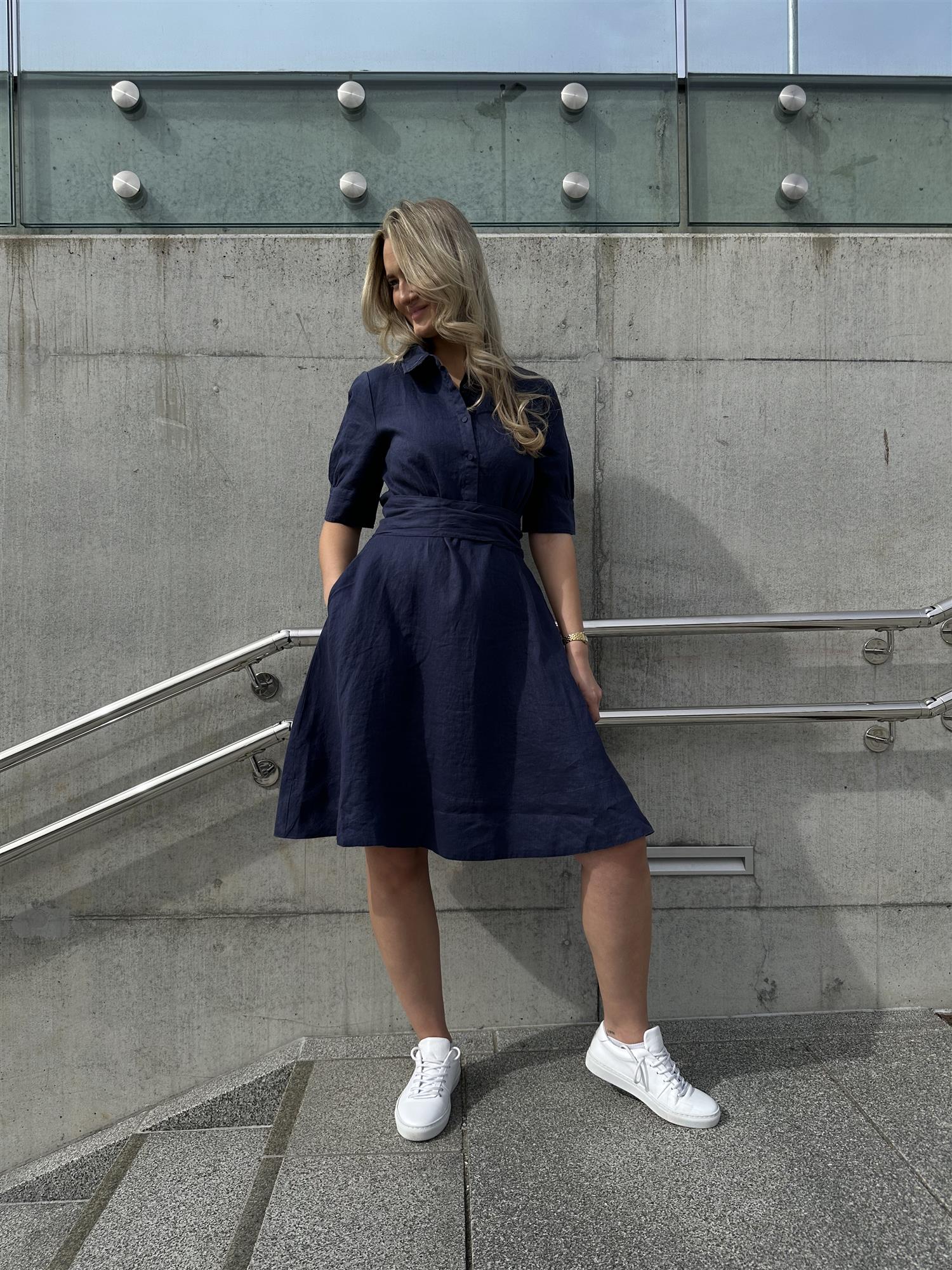 Rosy Linen Dress Indigo