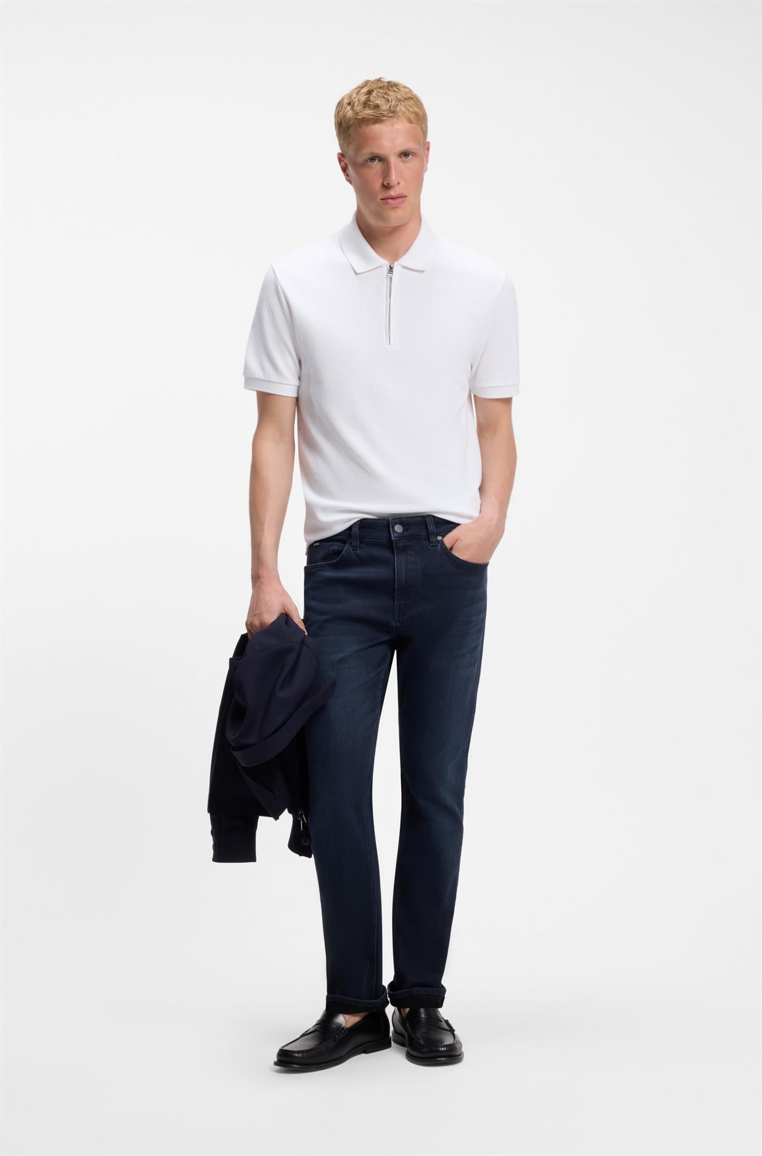 Delaware Slimfit Jeans In Stretch Cotton Blend Dark Blue
