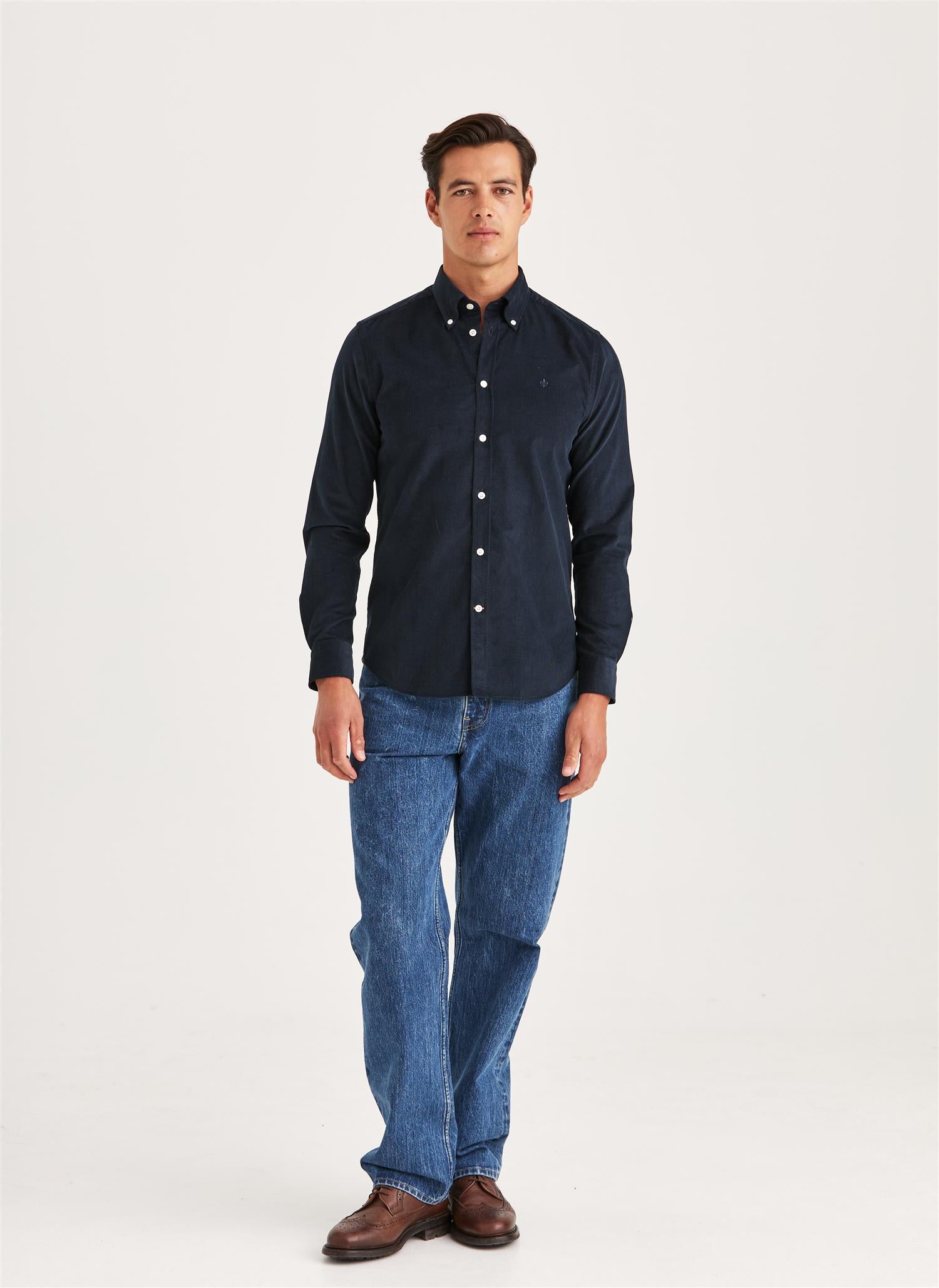 Douglas Cord Shirt-Slim Fit Blue