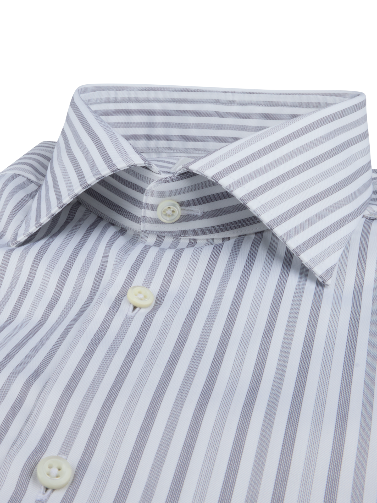 Grey Striped Twill Slimline Shirt