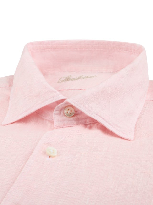 Light pink linen fitted body shirt