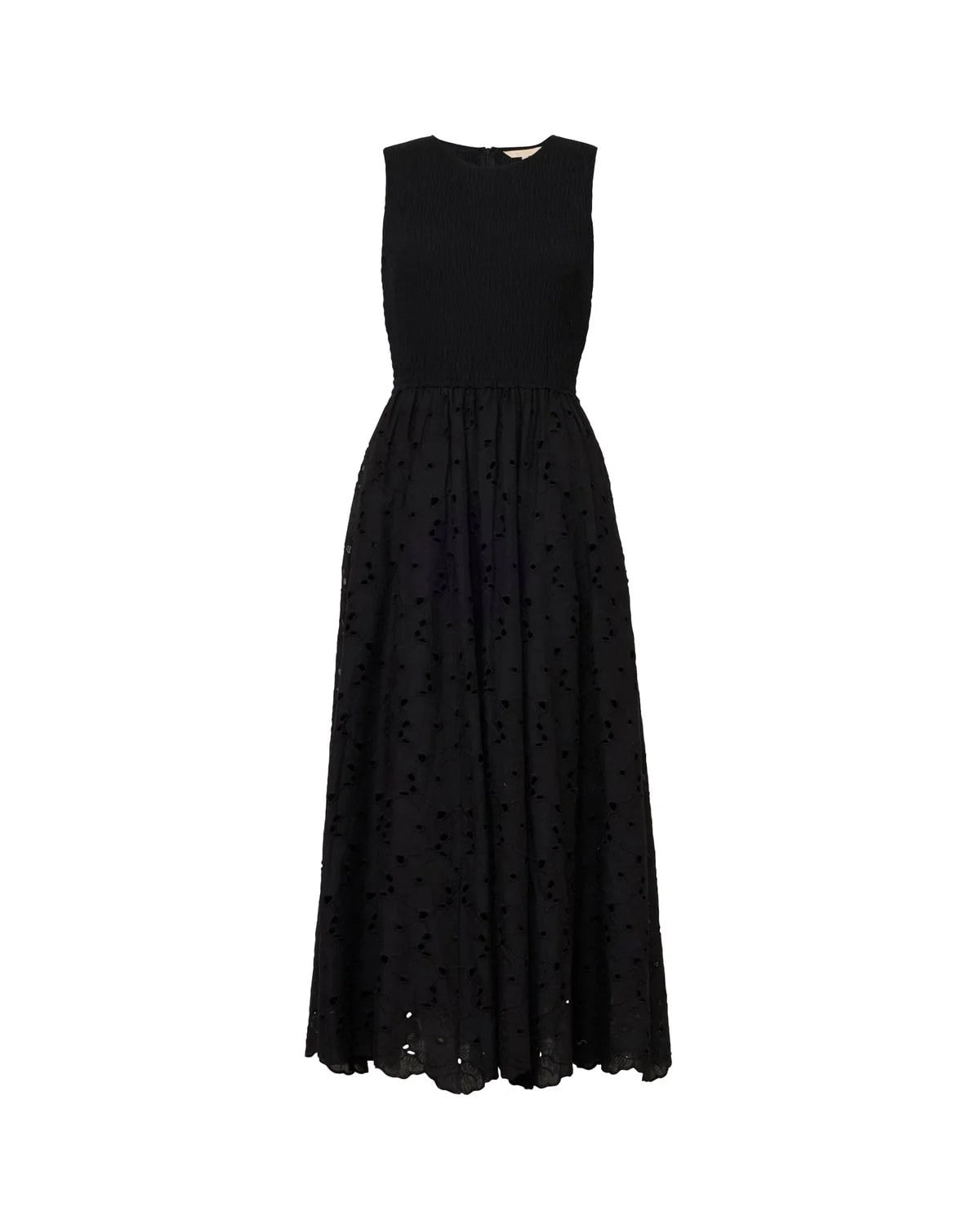 Broderie Anglaise Smocking Dress Black