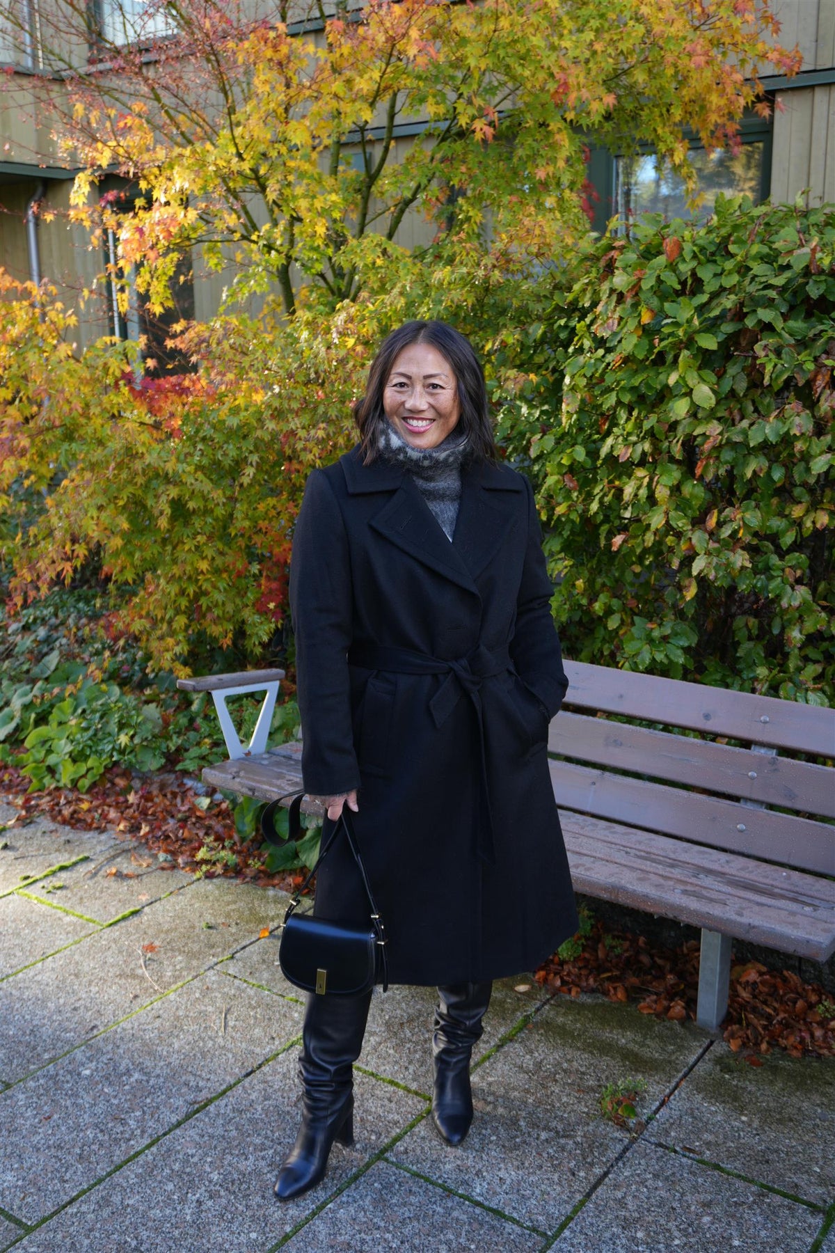 Clareta Belt Midi Black Cashmere Coat