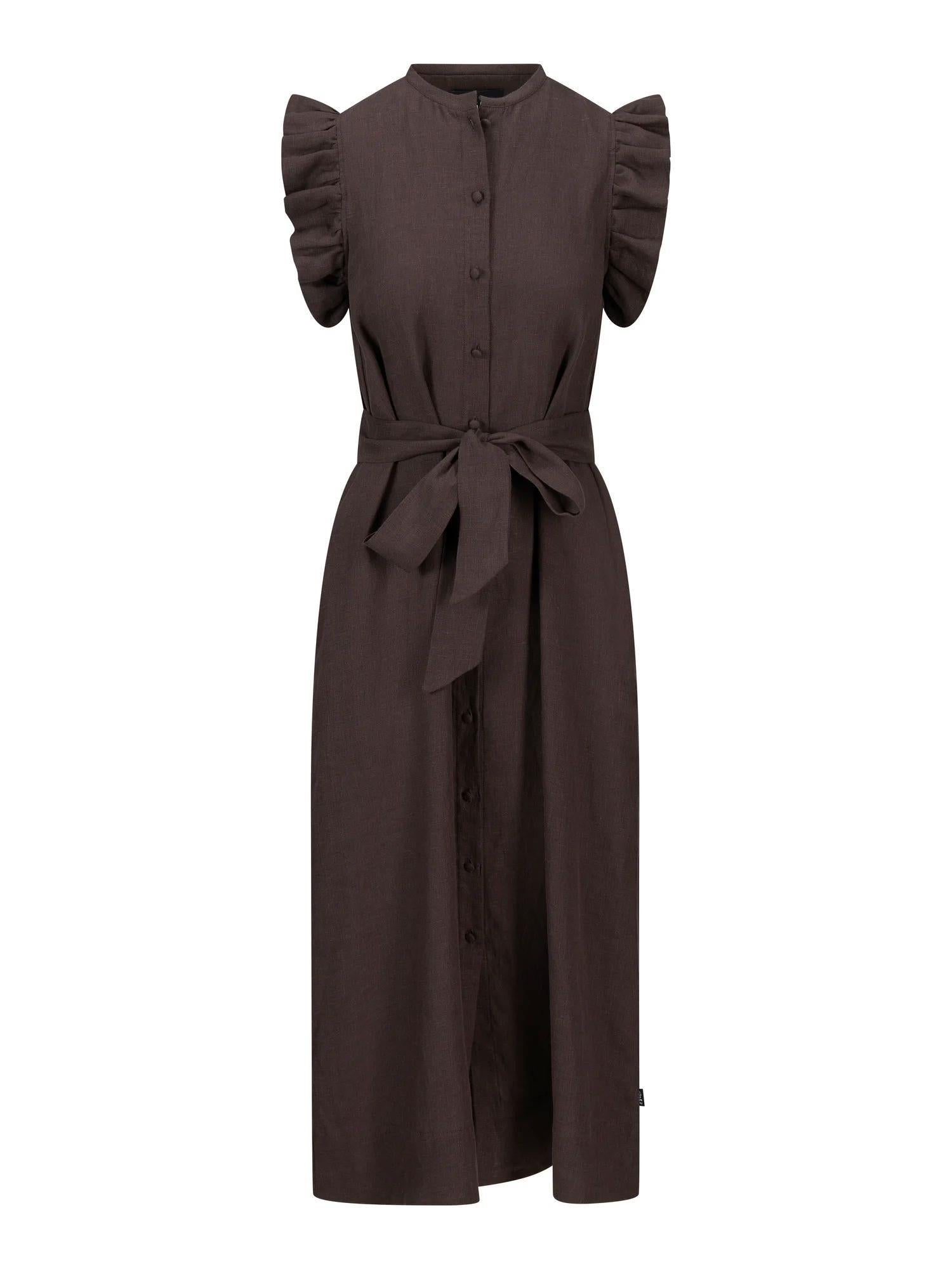 Pam Linen Dress Dark Brown