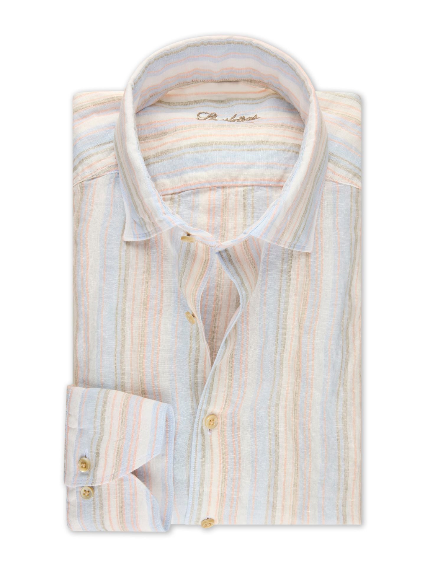 Regular Light Blue Stripe Linen Casual Shirt