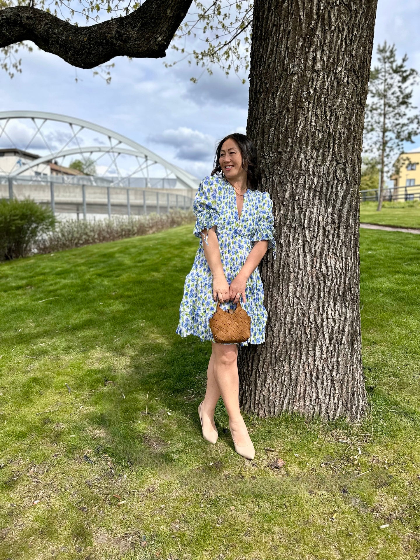 Twisted Mini Dress Peonies