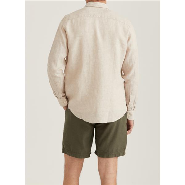 Douglas Linen Shirt-Classic Fit Khaki