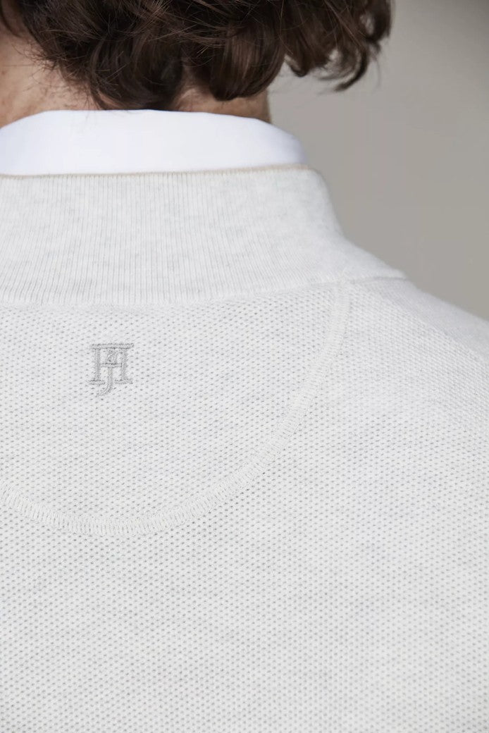 HALF ZIP STRUCTURE KNIT LIGHT GREY