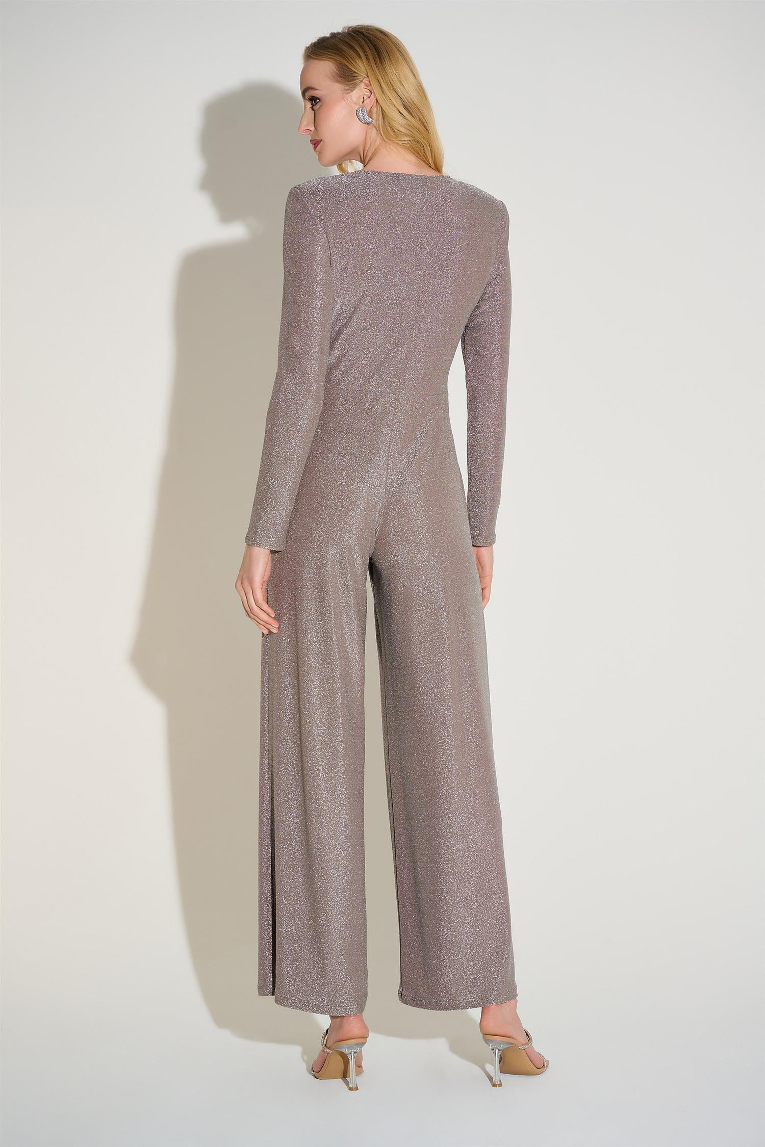 Novelty Knit Wide Leg Jumpsuit Taupe