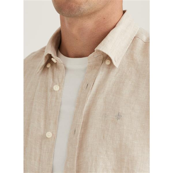 Douglas Linen Shirt-Classic Fit Khaki