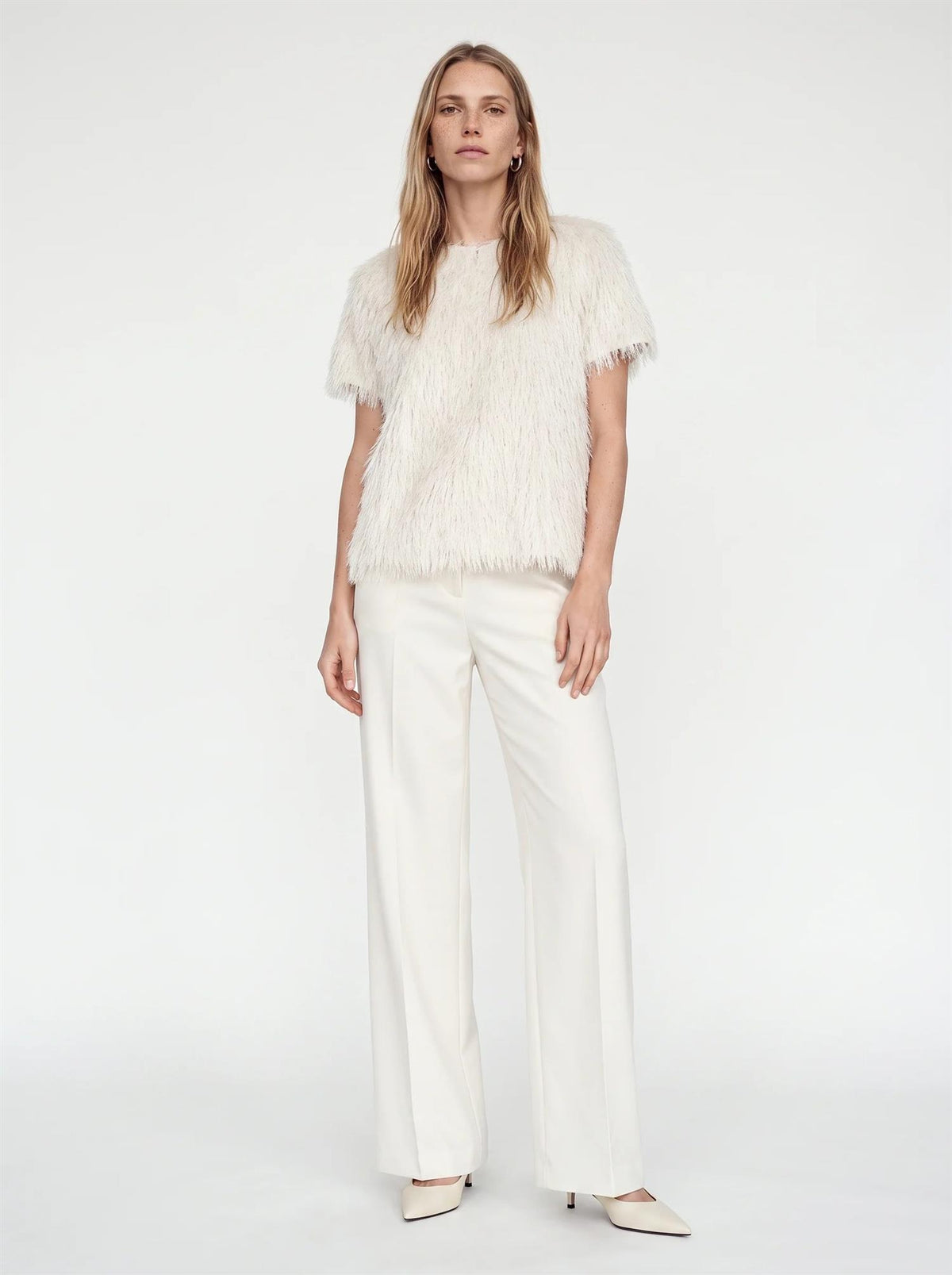 Mmbrim O-Ssfaux Fur Tee Ecru