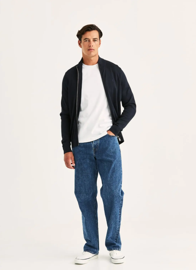 Riley Zip Cardigan Old Blue