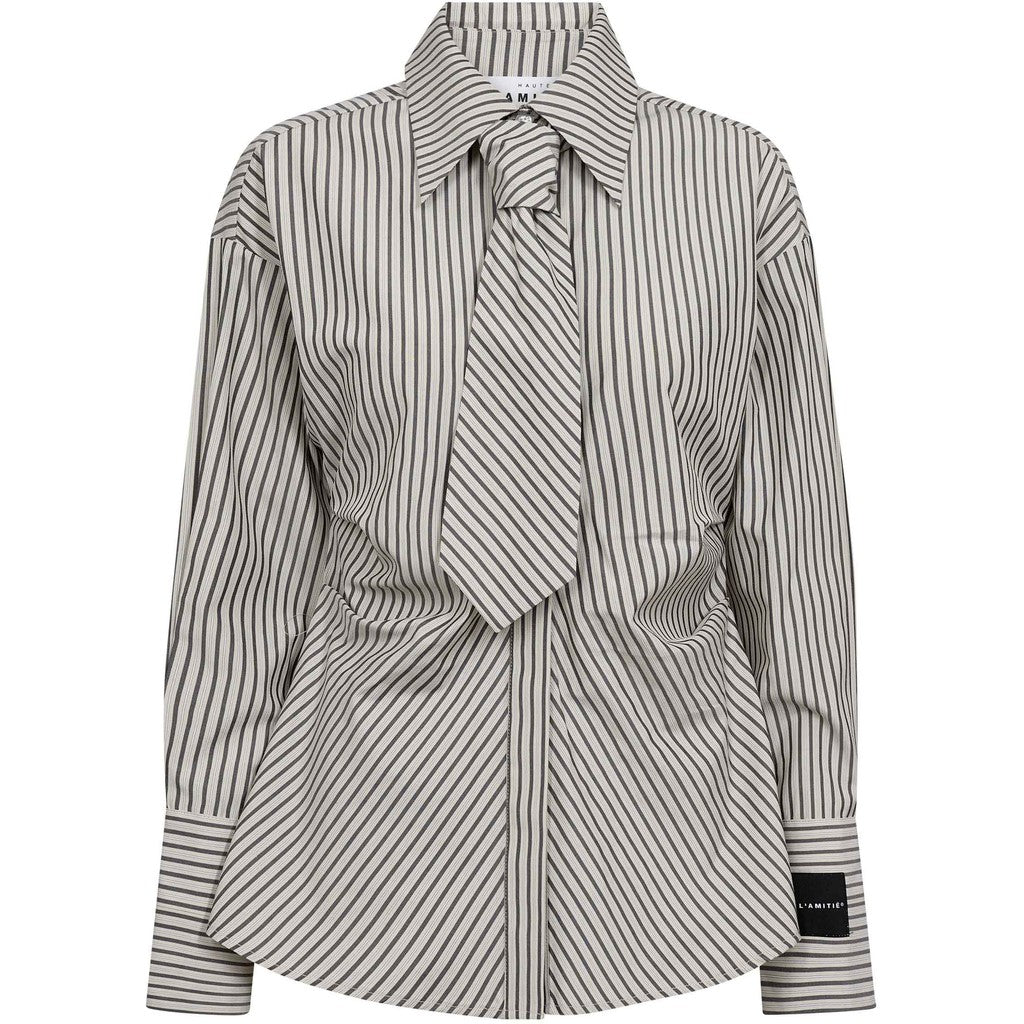 Gemma Tie Stripe Shirt Beige
