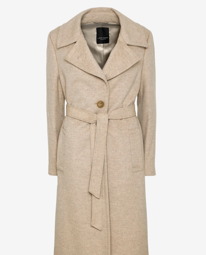 Cashmere Coat Clareta Belt Midi Light Camel