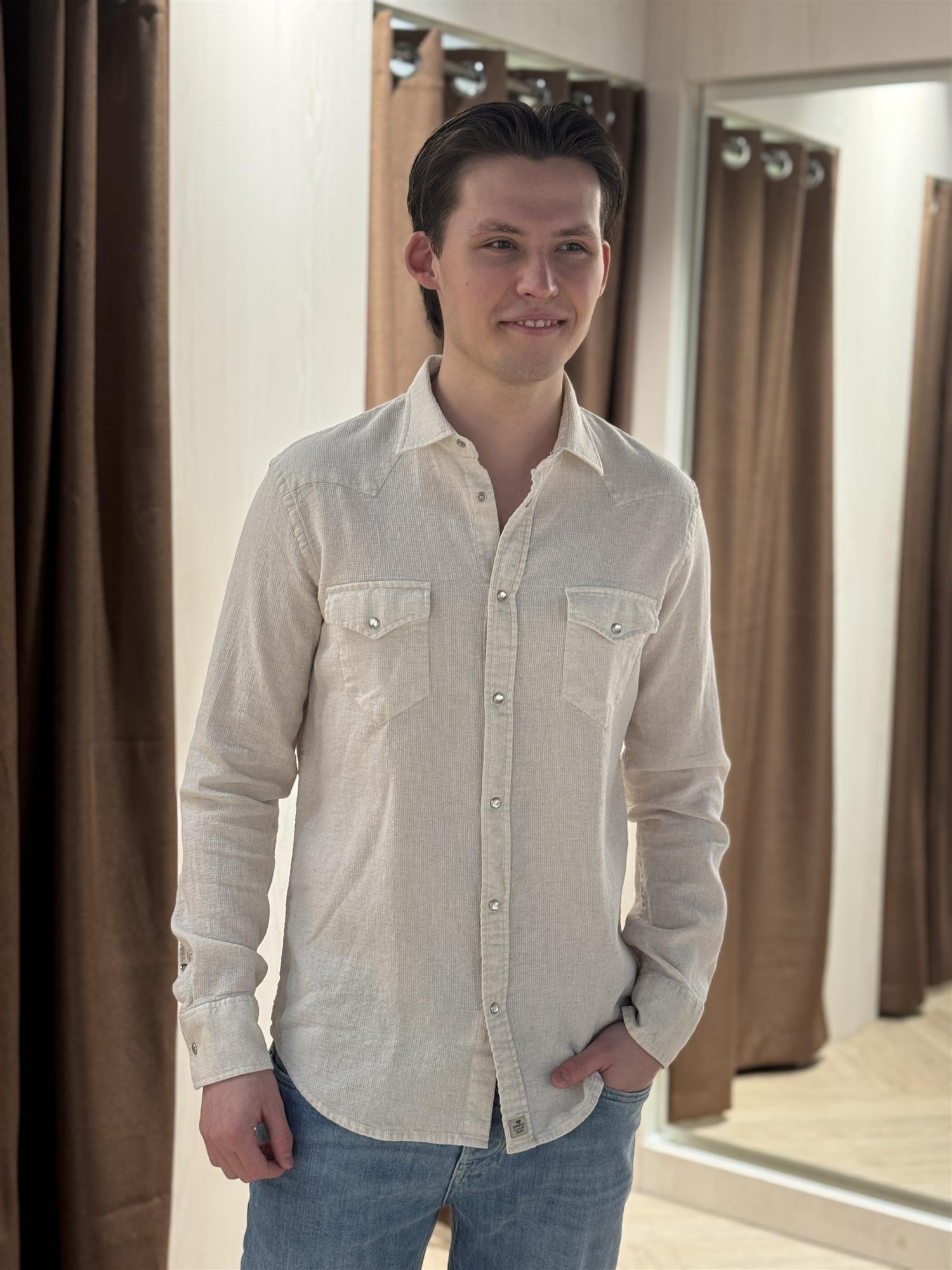 Sand Denim Structured Shirt