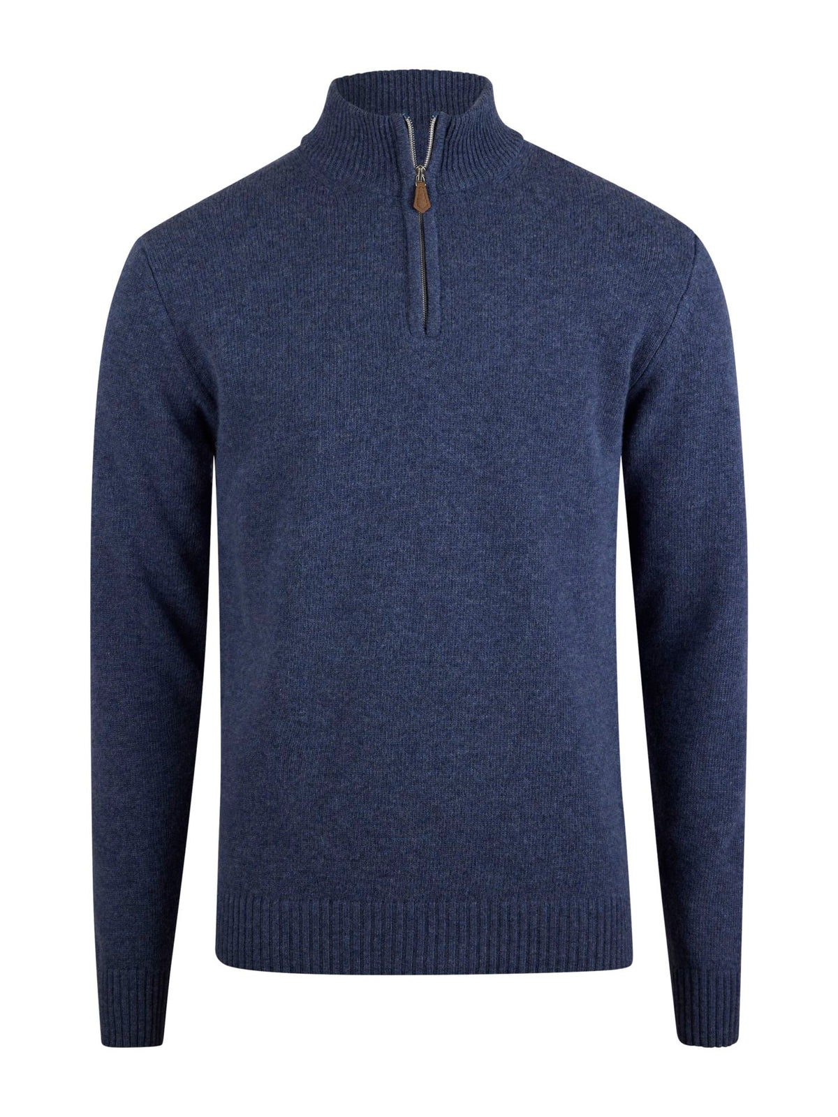 Pullover Knitted Half Zip Carded Merino Wool Dark blue