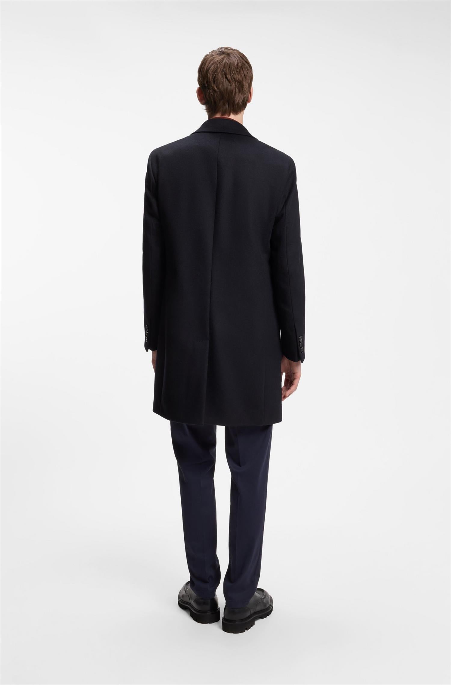 H-Hyde Formal Coat In Wool And Cashmere Navy
