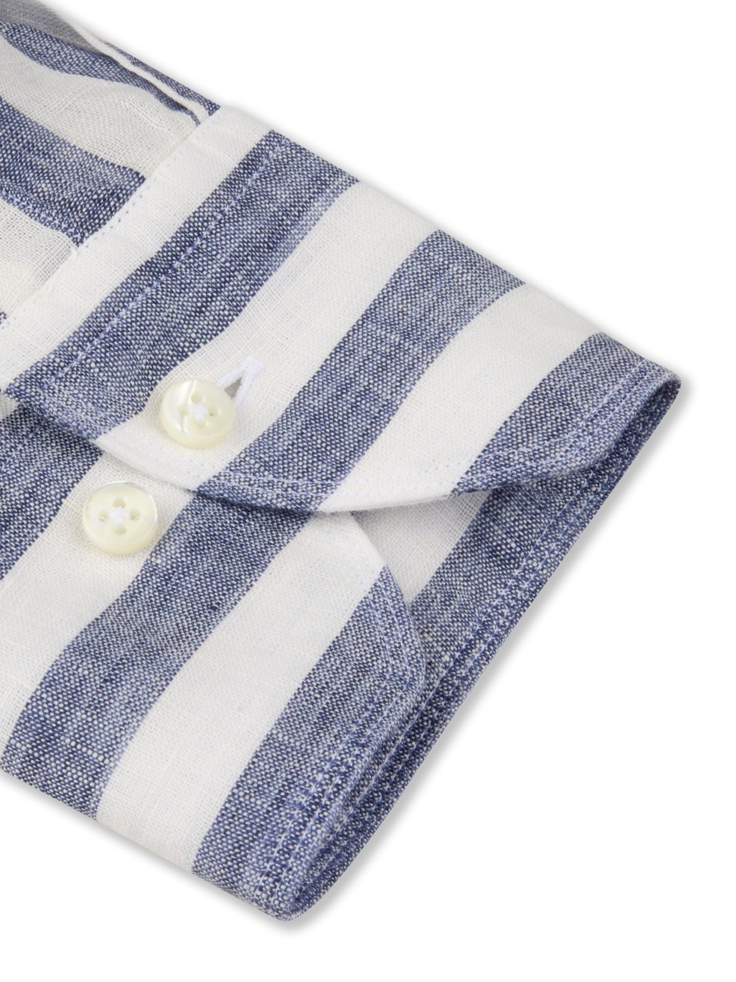 Regular Navy Stripe Linen Casual Shirt