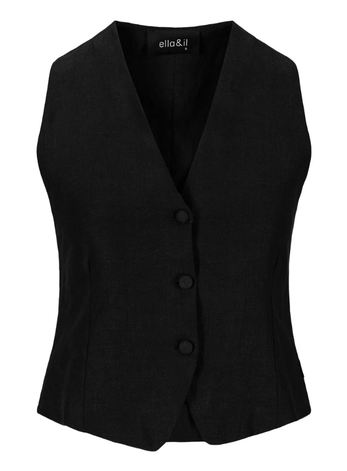 Johanne linen vest-black