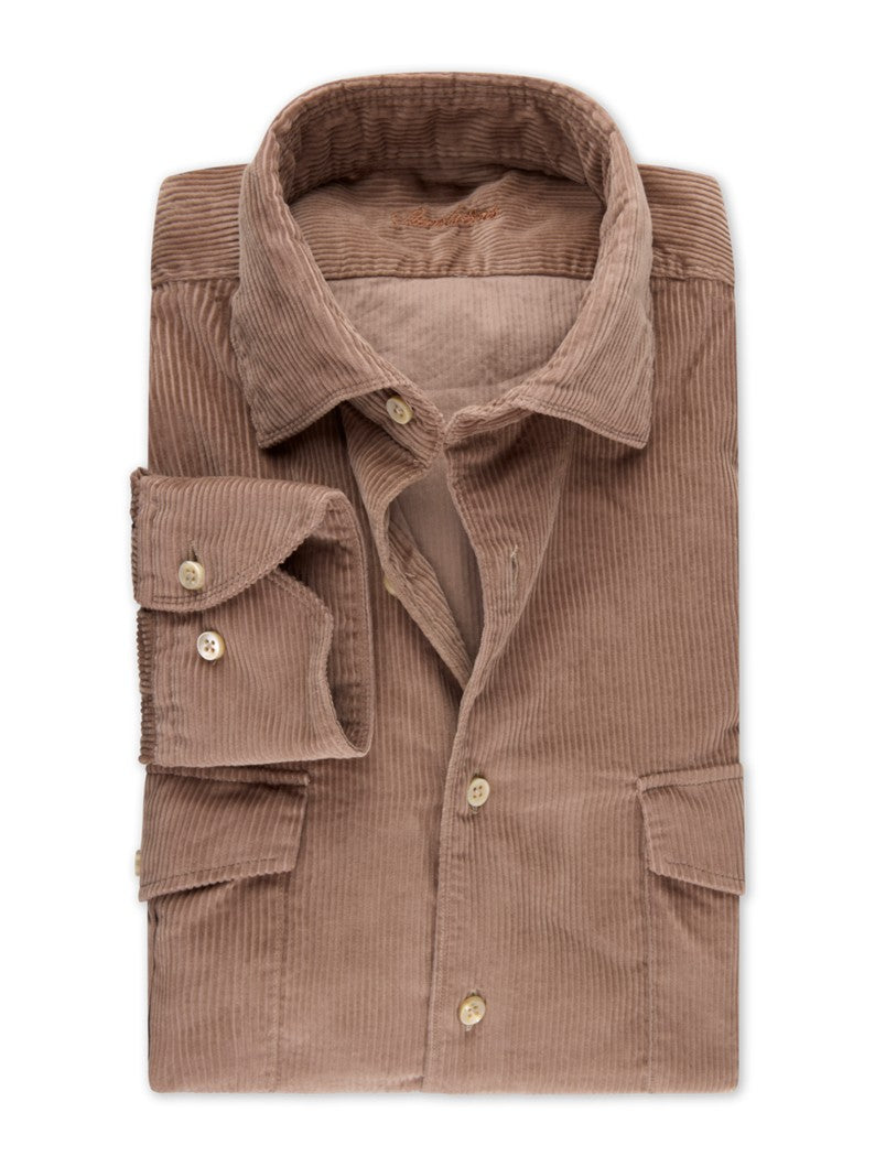 Beige Corduroy Regular Shirt