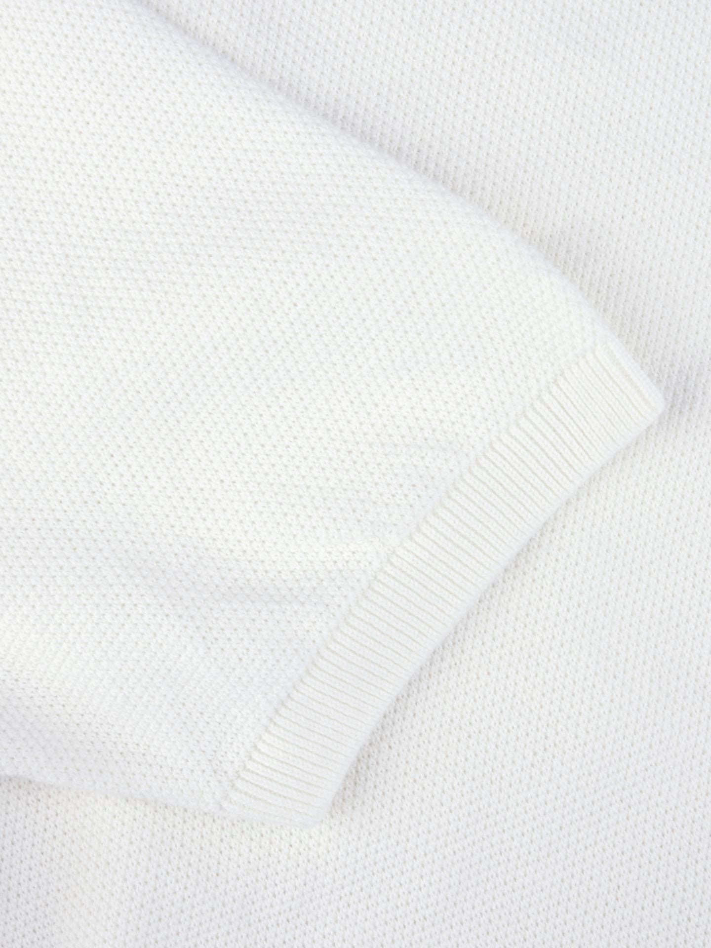 Polo Shirt Knitted Zip Texture Organic Cotton Offwhite