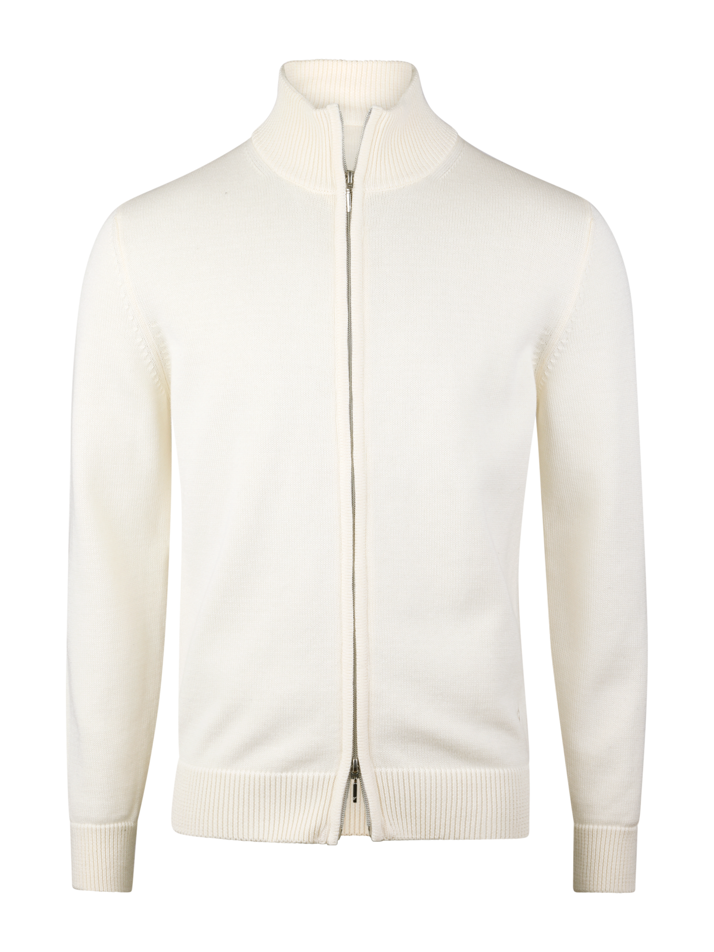 Cardigan Knitted Zip Organic Cotton Offwhite