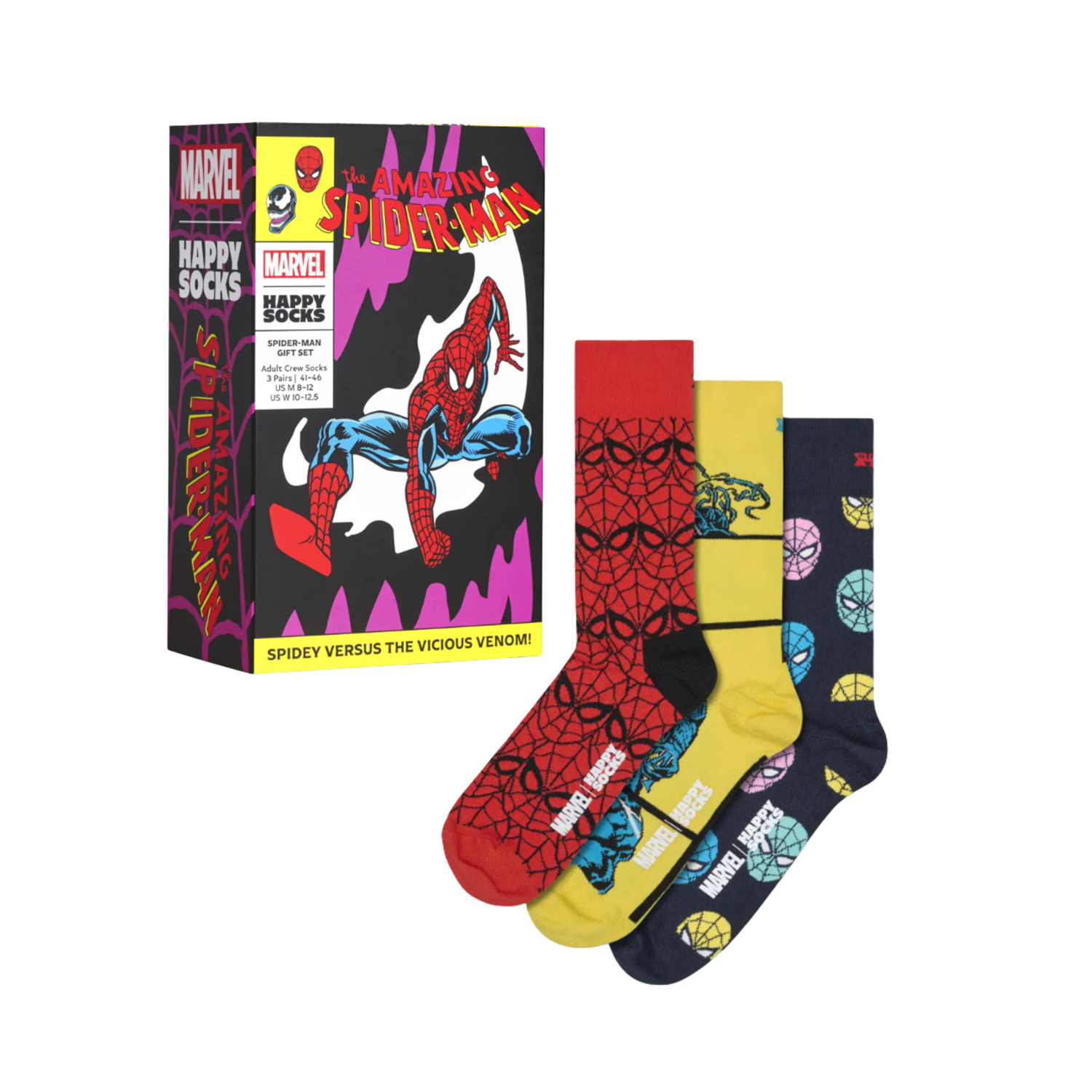 MARVEL Spider-Man 3-Pack Socks Gift Set 41-46