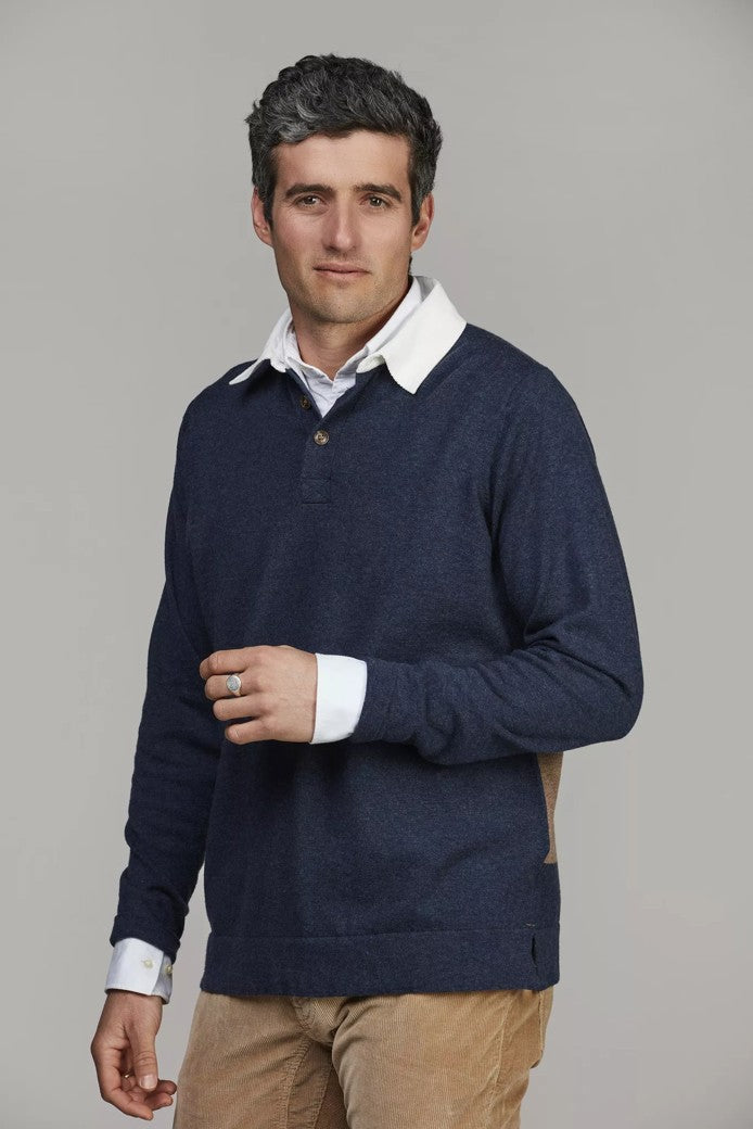 Rugger Style Knit Dark Blue
