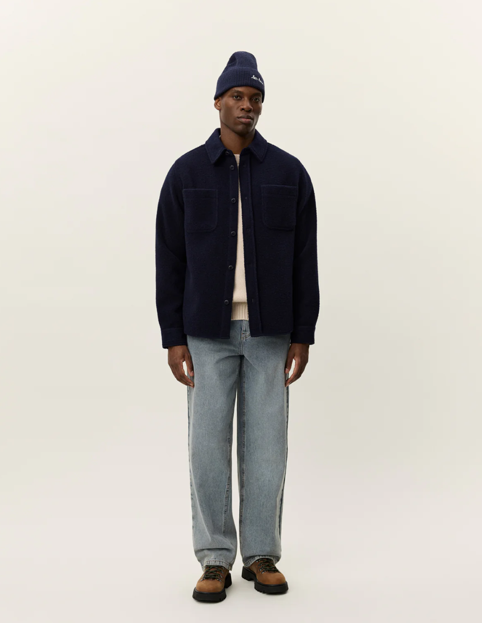 Lennon Bouclé Overshirt Dark Navy