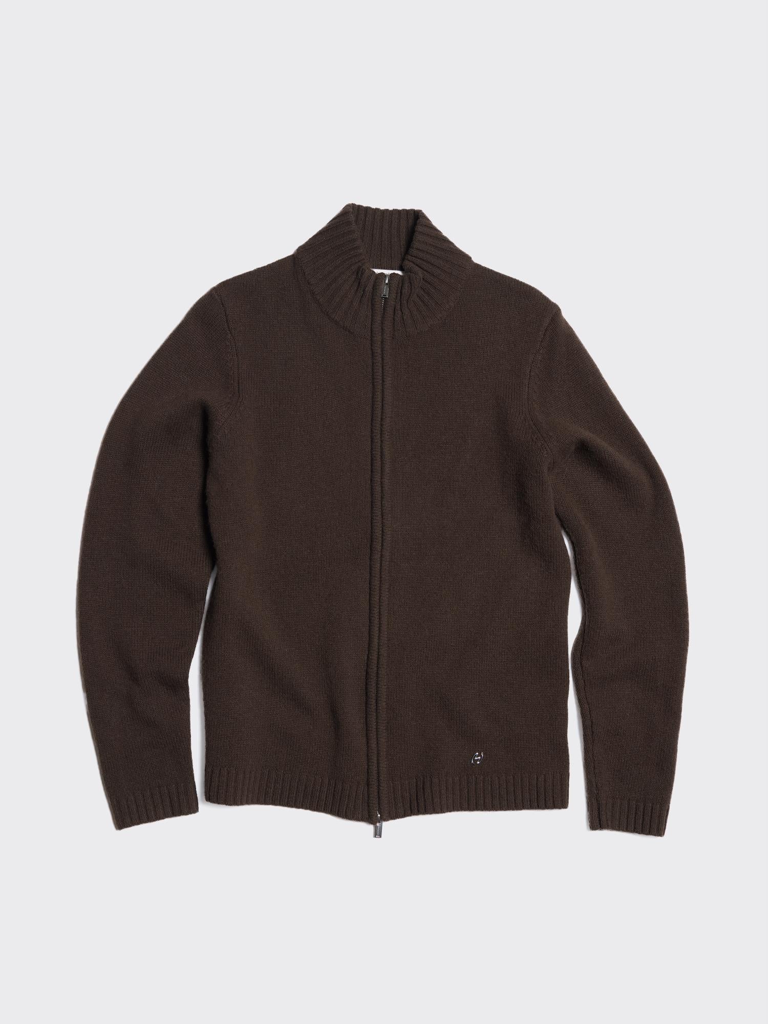 M. Wool Zip Cardigan - Dk.Brown