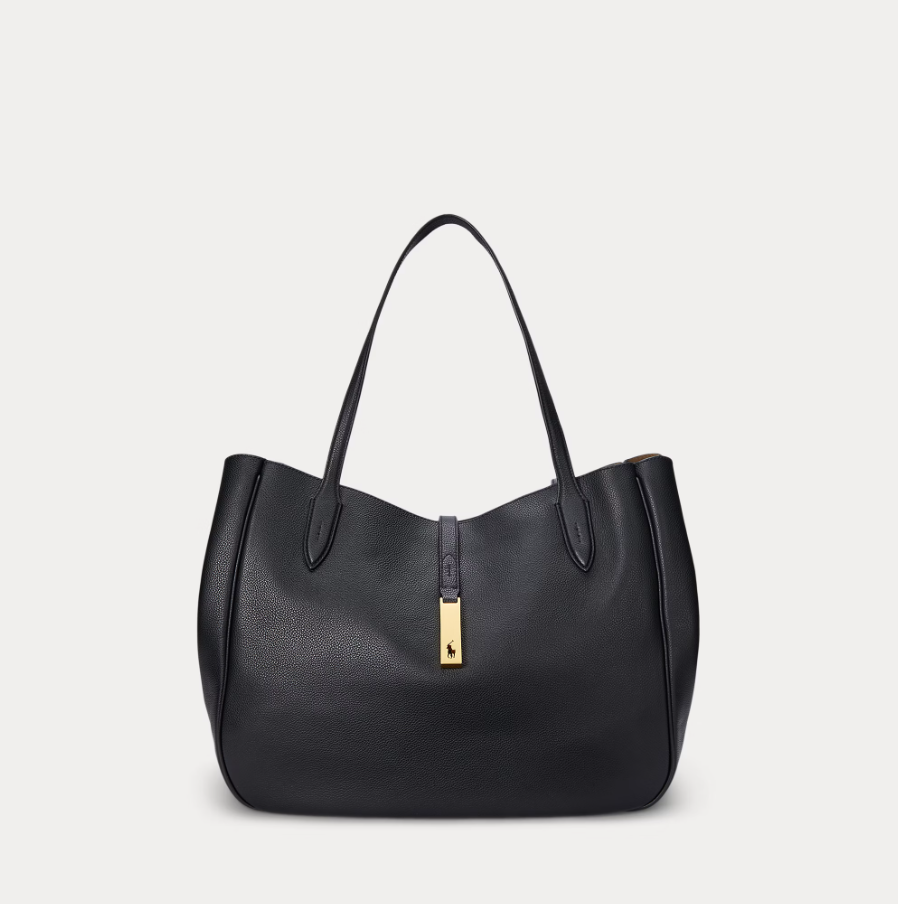 Polo ID Leather Large Tote Black