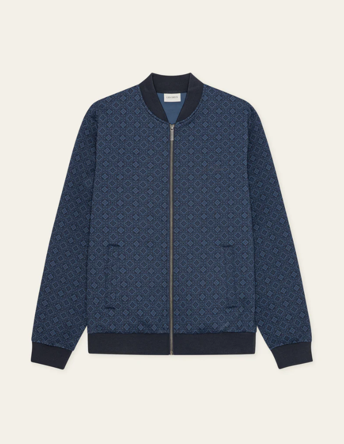 Ballier AOP Crew Bomber Jacket Dark Denim Blue