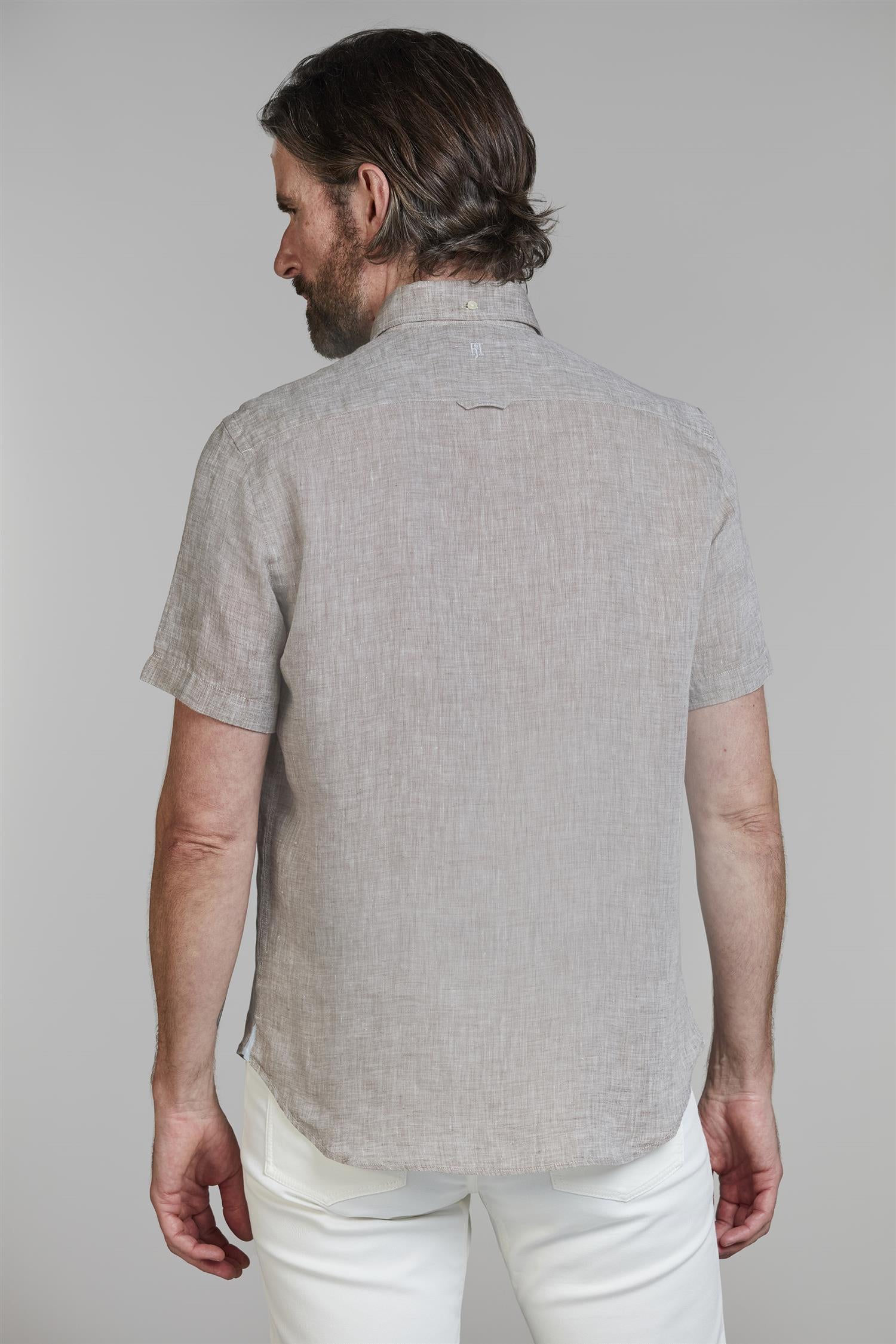 Short Sleeve Linen Shirt Lt.Brown