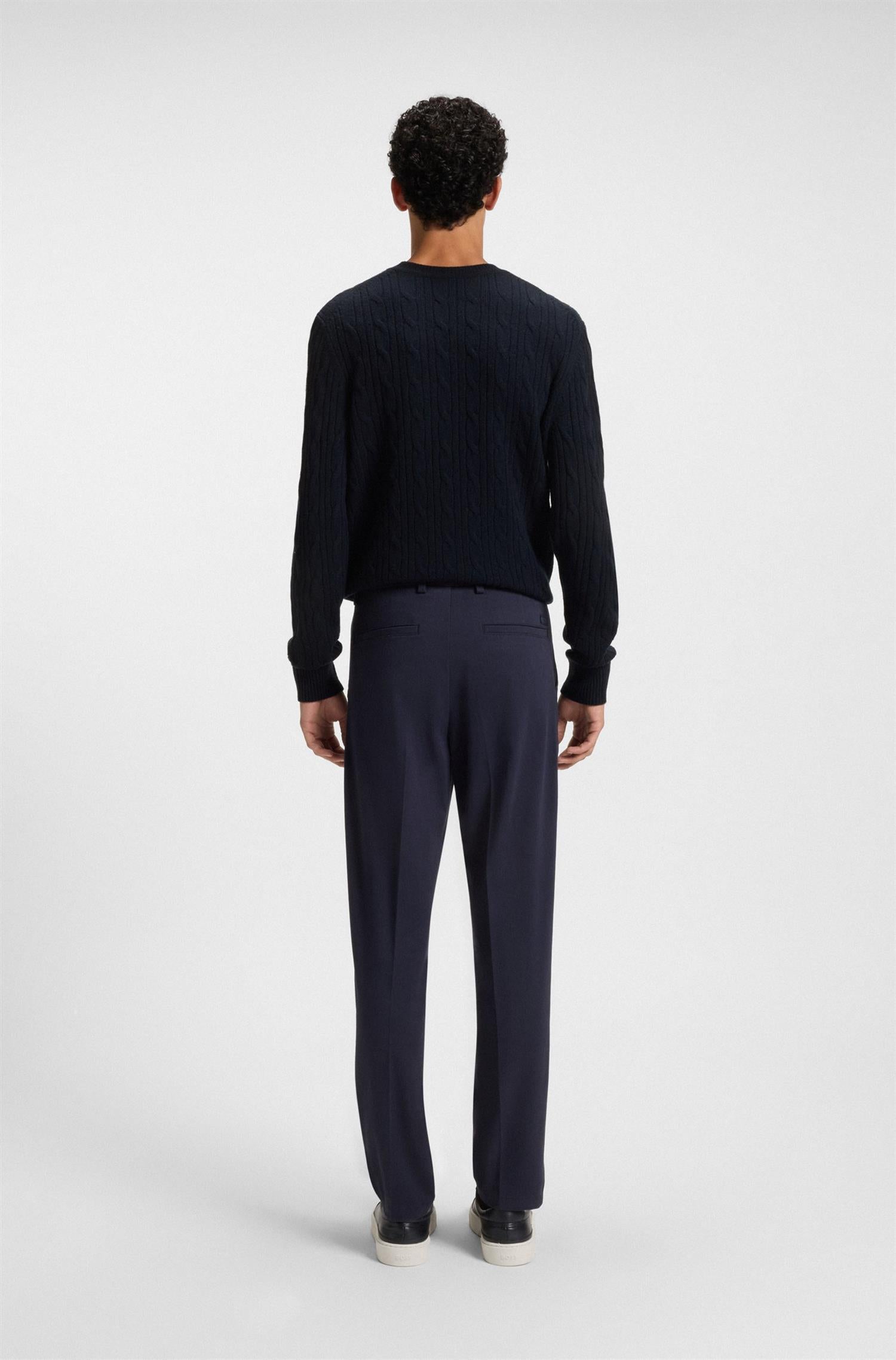 Hetico Cable-knit sweater in wool and cashmere Dark Blue