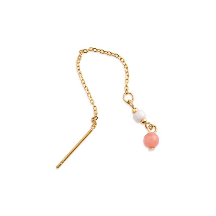 Ada Coral Bead Chain Earrings Gold