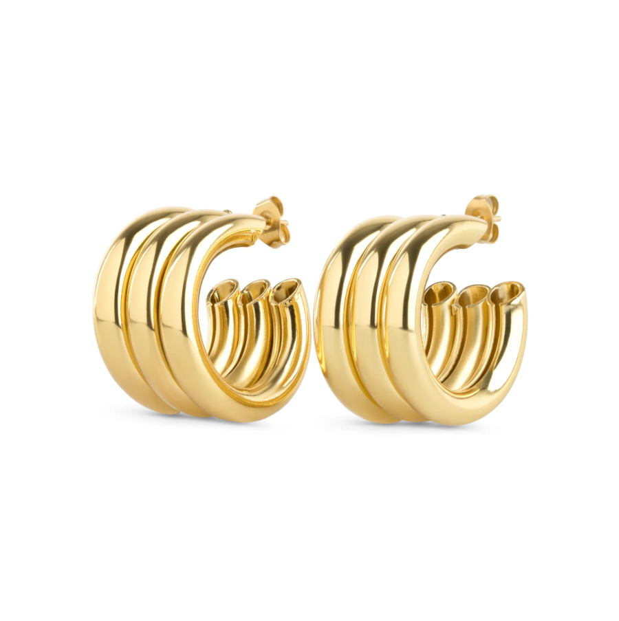 Liv multi layerd stud earrings gold