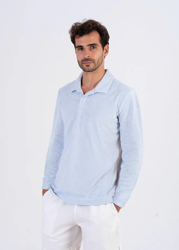 Riviera Terry Polo Long Sleeve Light Blue