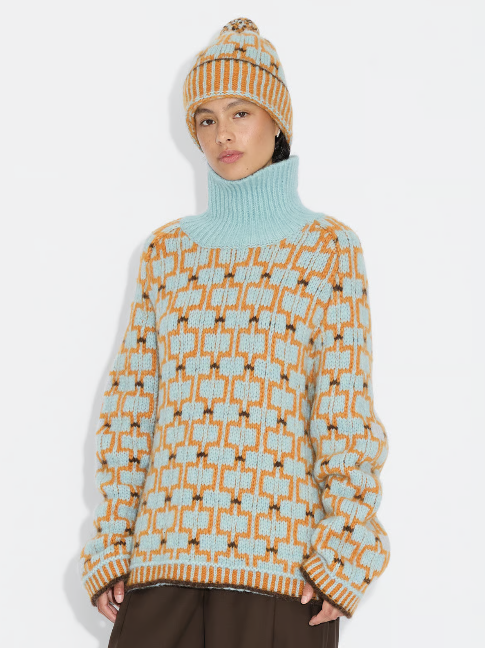 Norwegian Wool Turtleneck Blue Mix