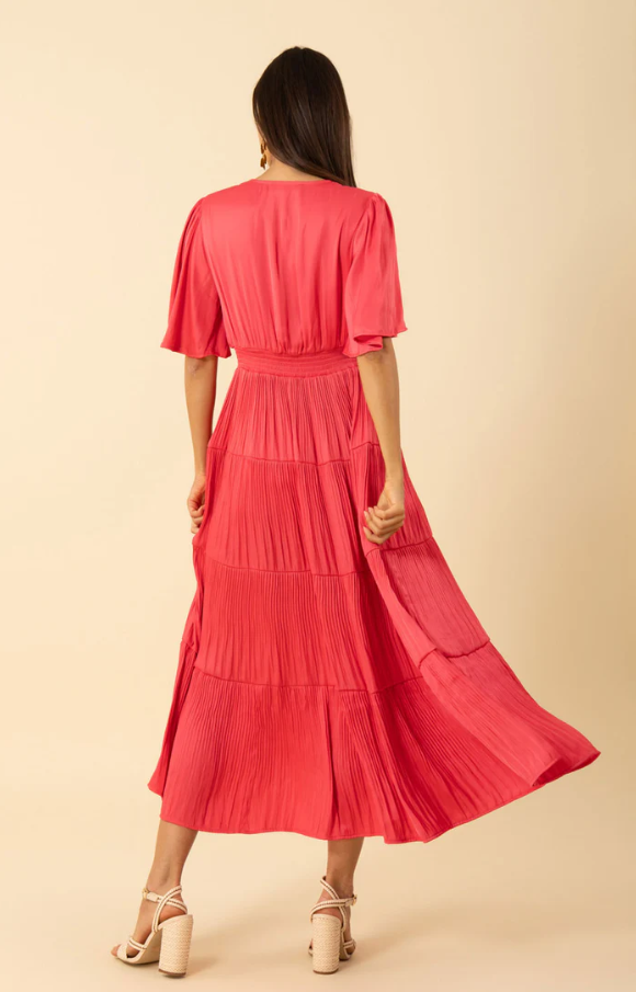 Angie Solid Long Dress Pink